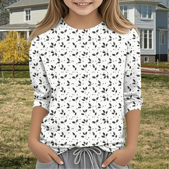 Bnwani Long Sleeve Toddler T Shirt Black Crew Neck Casual Originality Printed Tops 3-4t