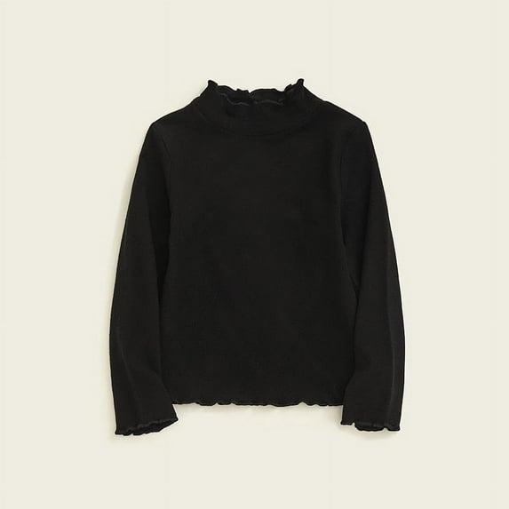 Bnwani Long Sleeve Toddler T Shirt Cotton Black Crew Neck Loose Casual Solid Lace Tops 3-4t