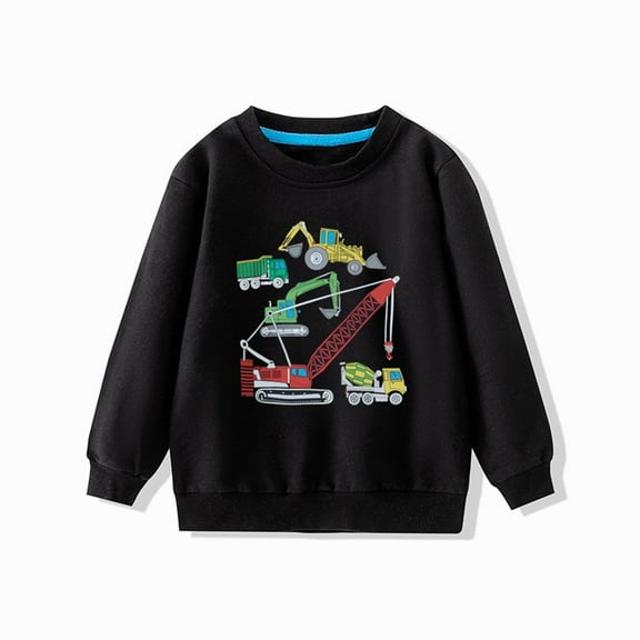 Bnwani Long Sleeve Toddler T Shirt Cotton Black Crew Neck Loose Printed Tops 7-8 Years