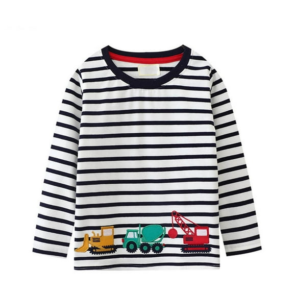 Bnwani Long Sleeve Toddler T Shirt Cotton Black Crew Neck Thin Loose Casual Printed Striped Tops 7-8 Years