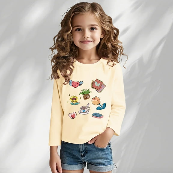 Bnwani Long Sleeve Toddler T Shirt Cotton Fall Spring Cotton Crew Neck Tops 12-24 Momths