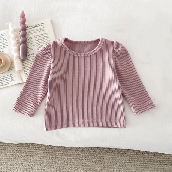 Bnwani Long Sleeve Toddler T Shirt Cotton Fall Spring Cotton Thin Solid Tops 3-4t