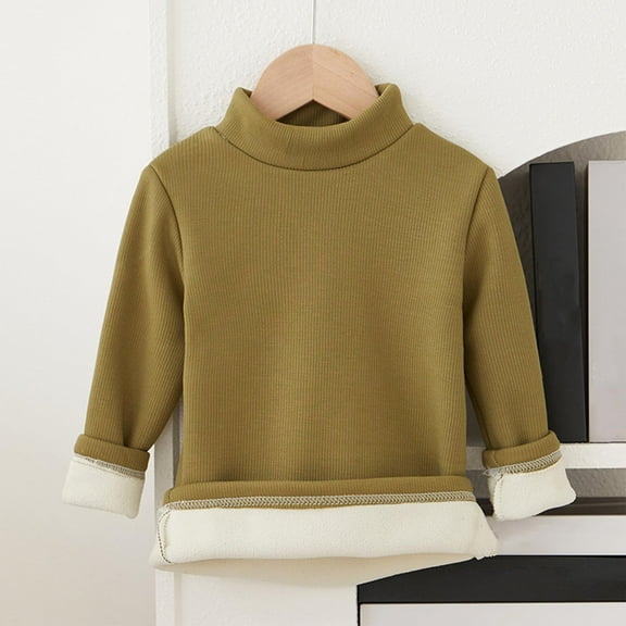 Bnwani Long Sleeve Toddler T Shirt Cotton Fleece Warm Thick Casual Solid Tops 7-8 Years