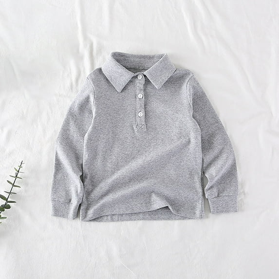 Bnwani Long Sleeve Toddler T Shirt Cotton Lapel Casual Cute Solid Tops 3-4t