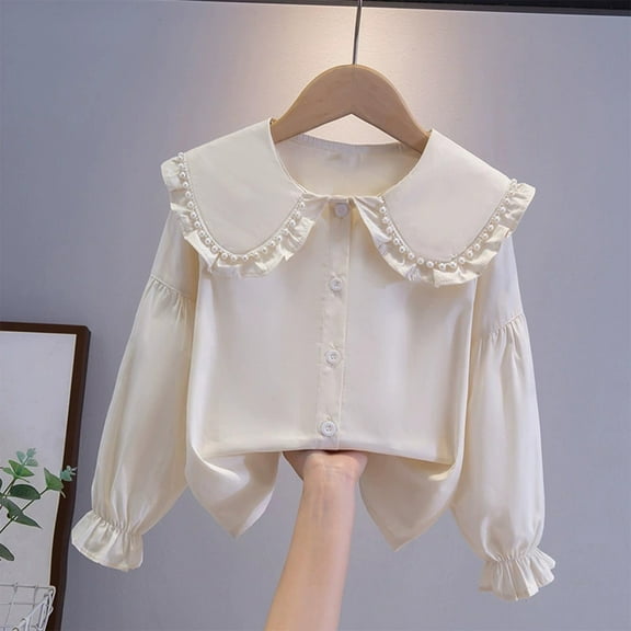 Bnwani Long Sleeve Toddler T Shirt Cotton Lapel Thin Casual Solid Printed Tops 3-4t