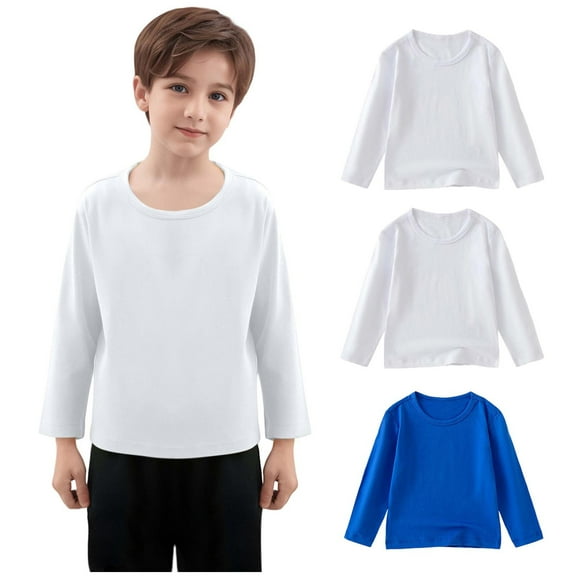 Bnwani Long Sleeve Toddler T Shirt Cotton White Crew Neck Soft Casual Fashion Cute Solid Tops 12-24 Momths