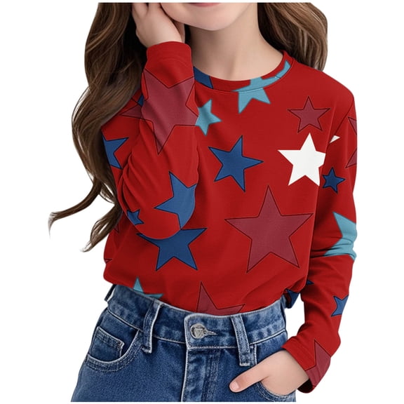 Bnwani Long Sleeve Toddler T Shirt Crew Neck Casual Cute Printed Tops 3-4t