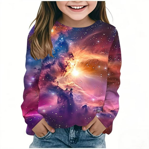 Bnwani Long Sleeve Toddler T Shirt Crew Neck Casual Cute Printed Tops 9 Years