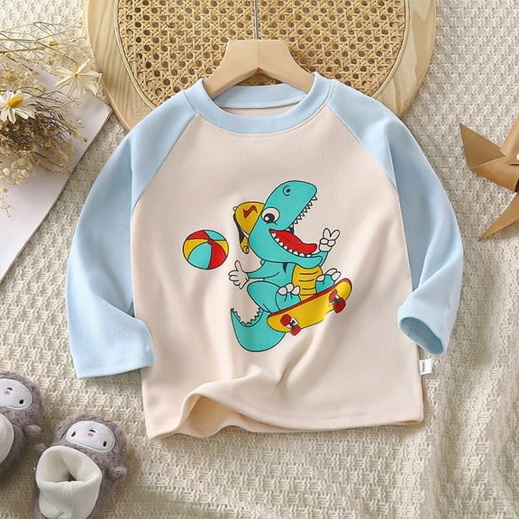 Bnwani Long Sleeve Toddler T Shirt Crew Neck Cute Printed Tops