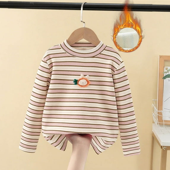 Bnwani Long Sleeve Toddler T Shirt Crew Neck Fleece Thin Printed Striped Tops 9 Years
