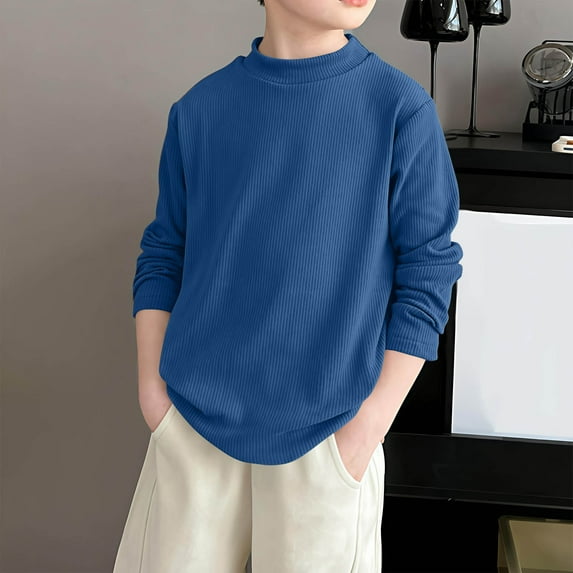 Bnwani Long Sleeve Toddler T Shirt Crew Neck Fleece Warm Solid Tops 9 Years