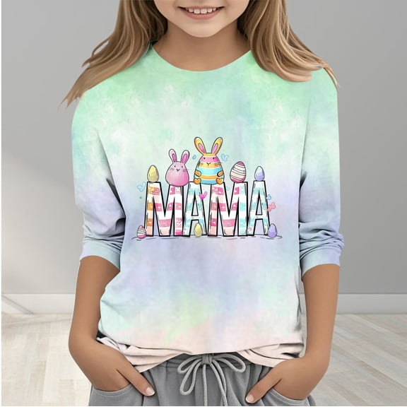 Bnwani Long Sleeve Toddler T Shirt Crew Neck Printed Tops 4-5t