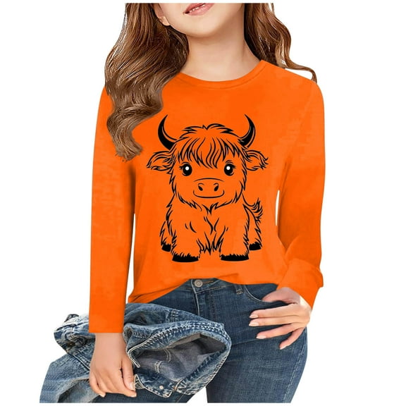 Bnwani Long Sleeve Toddler T Shirt Fall Crew Neck Casual Fashion Printed Tops 7-8 Years