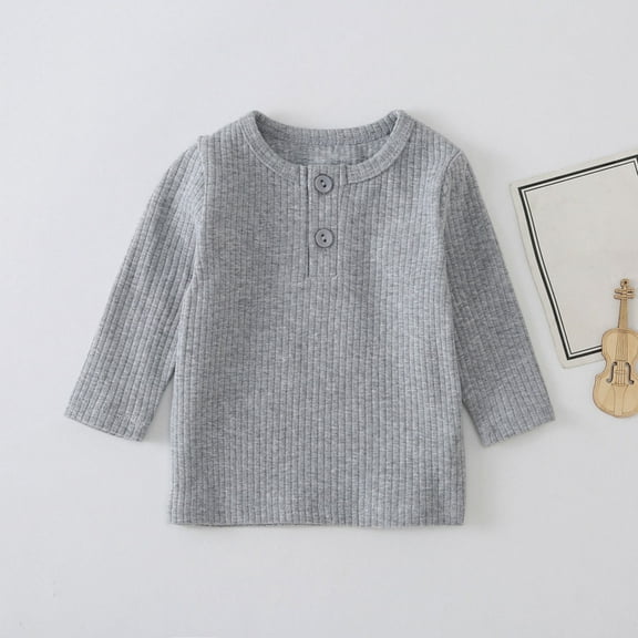 Bnwani Long Sleeve Toddler T Shirt Fall Crew Neck Casual Fashion Solid Tops 0-6 Months