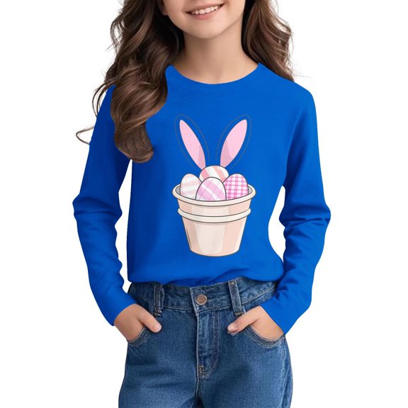 Bnwani Long Sleeve Toddler T Shirt Fall Crew Neck Casual Printed Tops 7-8 Years