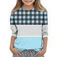 thumbnail image 1 of Bnwani Long Sleeve Toddler T Shirt Spring Crew Neck Casual Fashion Printed Striped Lattice Tops, 1 of 5