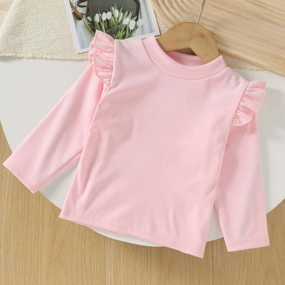 Bnwani Long Sleeve Toddler T Shirt Warm Casual Solid Tops 3-4t