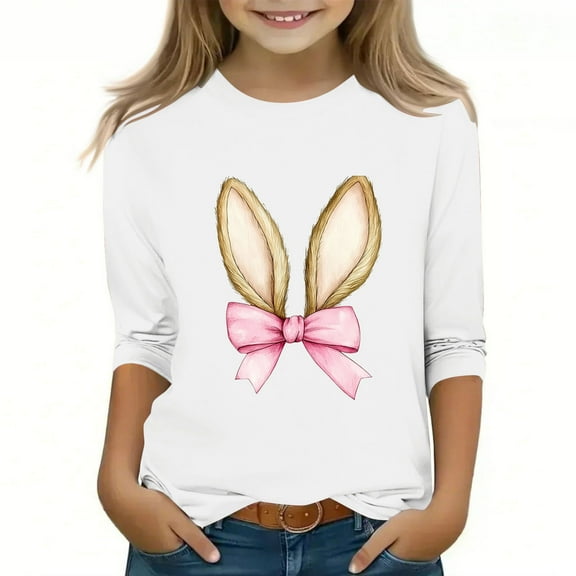 Bnwani Long Sleeve Toddler T Shirt White Crew Neck Printed Tops 9 Years