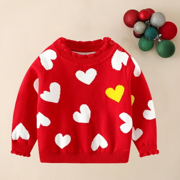 Bnwani Long Sleeve Toddler T Shirt Winter Spring Fleece Thick Heart Tops 7-8 Years
