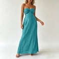 thumbnail image 1 of Bnwani Long Summer Dresses for Women,Summer Dresses for Women,Bandeau,Pleated,Side Split,Solid,Green,M, 1 of 7