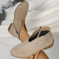 thumbnail image 1 of Bnwani Low Heel Boots Women Fall Winter Fashion Pile Toe Square Zipper Ankle Versatile Retro Sweet Suede Boot Beige Size 7.5, 1 of 7