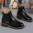 thumbnail image 1 of Bnwani Low Heel Boots Women Fall Winter Fashion Toe Thick Ankle Versatile Casual Sweet Boot Black Size 5.5, 1 of 6