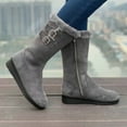 thumbnail image 1 of Bnwani Low Heel Boots Women Fall Winter Zipper Thick Mid-Calf Velvet Fleece Warm Versatile Comfortable Solid Boot Gray Size 6.5, 1 of 8