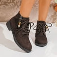 thumbnail image 1 of Bnwani Low Heel Boots Women Fashion Toe Zipper Chunky Ankle Casual Solid Boot Brown Size 5.5, 1 of 9