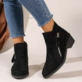 thumbnail image 1 of Bnwani Low Heel Boots Women New Winter Chunky Ankle Leather Suede Boot Black Size 9, 1 of 9