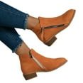 thumbnail image 1 of Bnwani Low Heel Boots Women Pointed Toe Zipper Thick Chunky Solid Boot Orange Size 7.5, 1 of 5