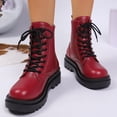 thumbnail image 1 of Bnwani Low Heel Boots Women Winter Fashion Toe Thick Chunky Ankle Versatile Casual Solid Boot Red Size 9.5, 1 of 8