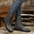 thumbnail image 1 of Bnwani Low Heel Boots for Women Fall Fashion Toe Zipper Mid-Calf Casual Solid Boot Gray Size 6.5, 1 of 6