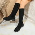 thumbnail image 1 of Bnwani Low Heel Boots for Women Fall Winter Fashion Pile Mid-Calf Versatile Comfortable Casual Suede Boot Black Size 5.5, 1 of 9