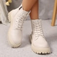 thumbnail image 1 of Bnwani Low Heel Boots for Women Fall Winter Fashion Thick Mid-Calf Versatile Casual Solid Sweet Boot Beige Size 5.5, 1 of 9