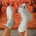 thumbnail image 1 of Bnwani Low Heel Boots for Women Fall Winter Fashion Toe Zipper Ankle Versatile Comfortable Casual Boot White Size 6.5, 1 of 9