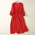 thumbnail image 1 of Bnwani Maxi Dresses,Dresses for Women,Solid,Drawstring,Relaxed Fit,Pleated,Red,2XL, 1 of 5