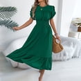 thumbnail image 1 of Bnwani Maxi Dresses for Women,Dresses for Women,Crew Neck,Belted,Solid,Casual,Green,M, 1 of 8