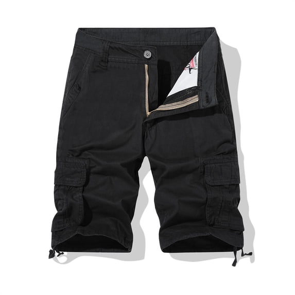 Bnwani Men's Shorts Casual Pokets Shorts for Men Elastic Waist Comfortable Black 2XL