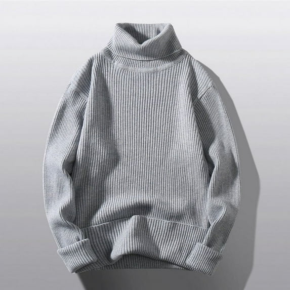 Bnwani Men's Sweaters Gray Pullover Winter Turtleneck Winter New Warm Solid KnitwearSize M(US:2)