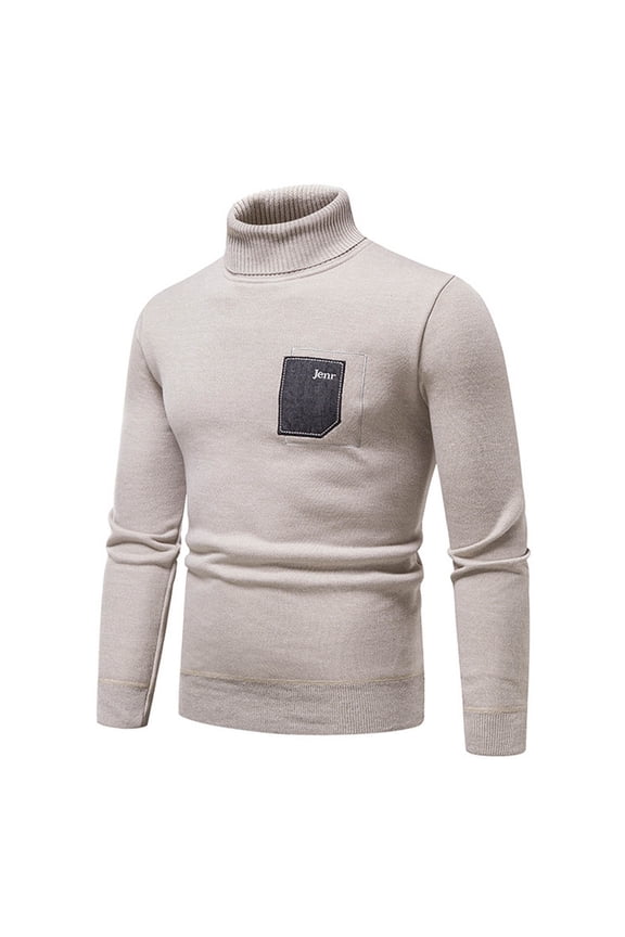 Mens Cardigan Sweaters Beige Spring Winter Turtleneck New Warm Solid Color Knitwear Sweater New Warm Solid Color Knitwear Sw