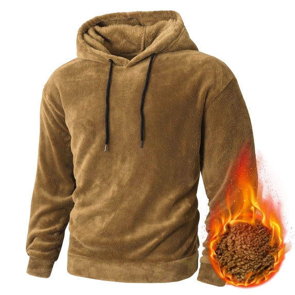 Bnwani Mens Hoodie, Solid Color Warm Loose Fit Winter and Fall