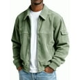 thumbnail image 1 of Bnwani Mens Jackets Casual Collared Lightweight Pokets Green Corduroy Mens Coats 3XL, 1 of 2