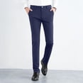 thumbnail image 1 of Bnwani Mens Pants Casual Straight Leg Business Thin Tailored Button with Pockets Trousers Navy for 30, 1 of 9