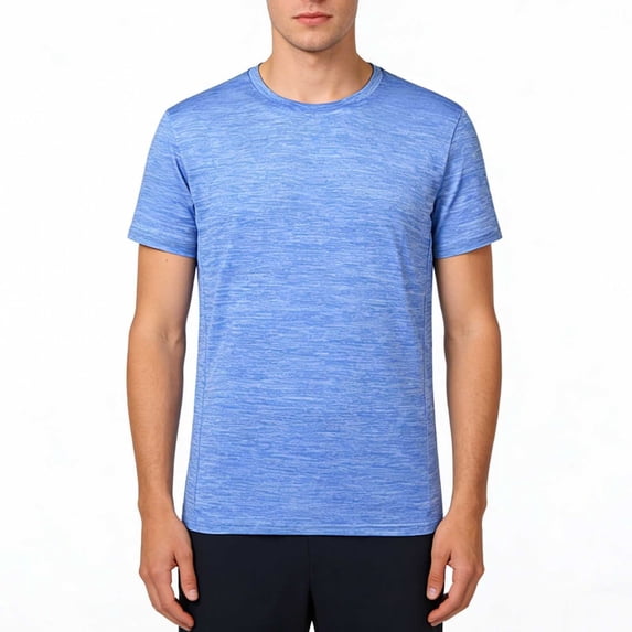 Bnwani Mens Shirts Moisture-Wicking Tee Quick Dry Solid Color Shirts Sky Blue 3XL