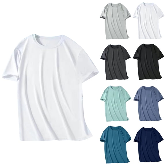 Bnwani Mens Shirts Quick Dry Solid Color Shirts Comfortable Tee White 3XL
