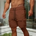 thumbnail image 1 of Bnwani Mens Shorts Relaxed Fit Fashion Cargo Shorts for Men Solid Color Casual Brown M, 1 of 6