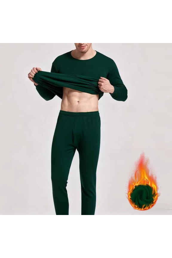 Mens Thermals Top And Bottom Set Base Layer Cold Weather Warm Sets Army Green L