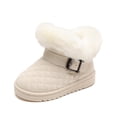 thumbnail image 1 of Bnwani Non-Slip Winter Snow Boots for Girls Cold Weather Fuzzy Fleece Cuff Buckle Strap Ankle Boots Beige 19, 1 of 7