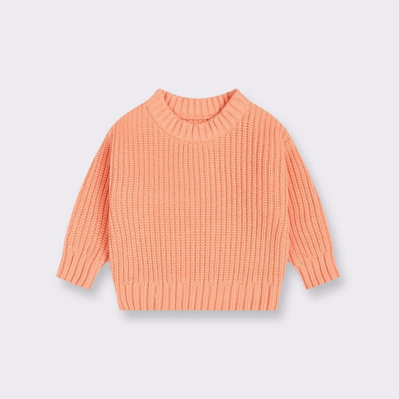 Bnwani Orange Sweater for Girls Winter Toddler Boys Girls Solid Color Cute Thick Loose Keep Warm Sweater Size Months