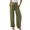 thumbnail image 1 of Bnwani Pants for Girls Wide Leg Pants Casual Lace Up High Waist Pant Loose Long Trousers Size 4-14 Army Green, 1 of 8